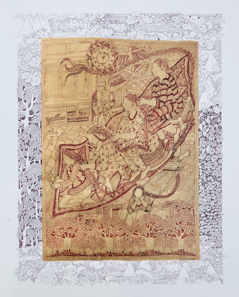 inches, Untitled,Ink and 24ct gold leaf on Fabriano paper