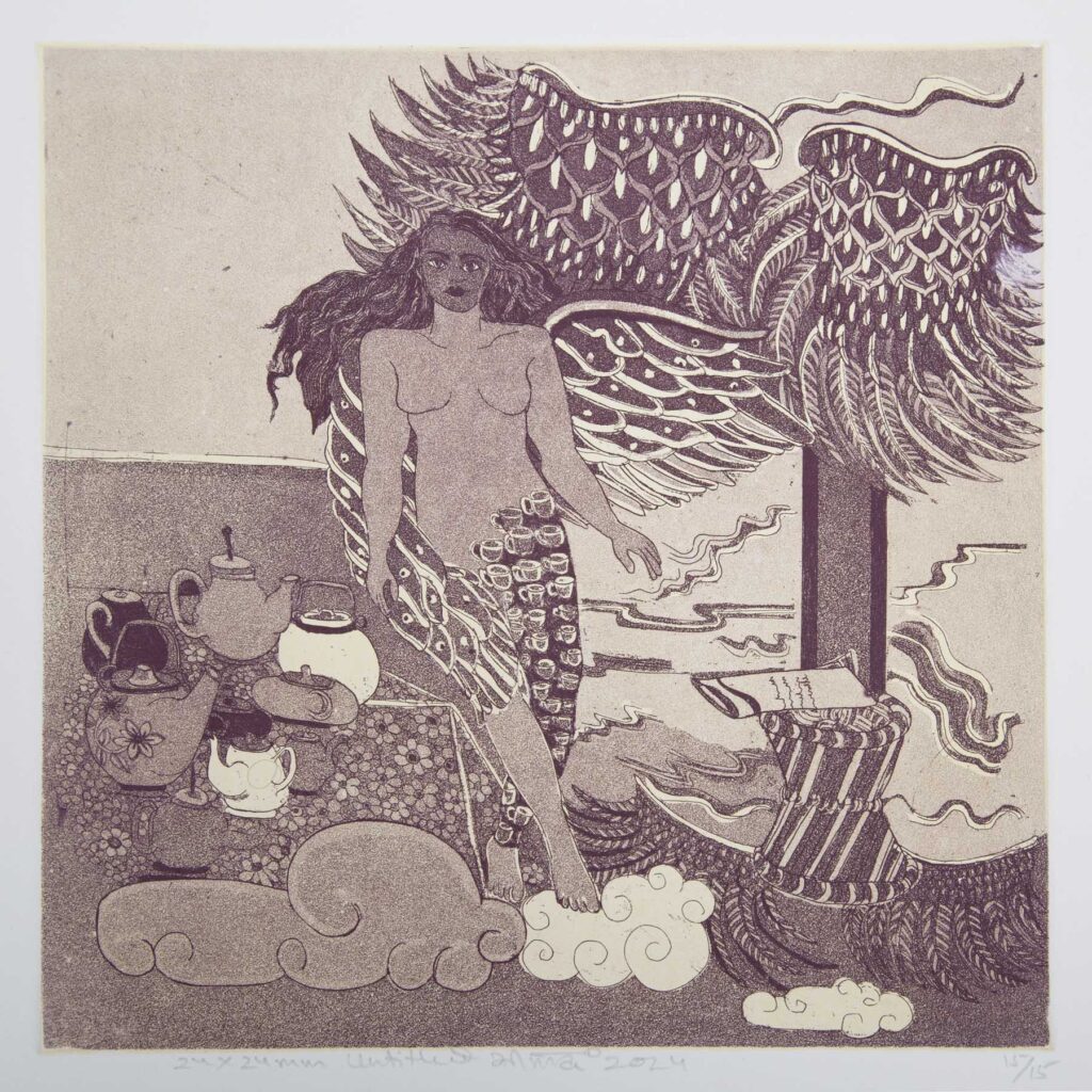 Zinc plate etching print on fabriyano paper
